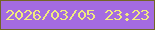 文字の大きさ：5、枠の色：736526、背景の色：a46be1、文字の色：f1eb7e 無料ブログパーツのブログ時計