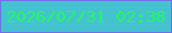 文字の大きさ：5、枠の色：736fe7、背景の色：45c2d0、文字の色：20fb5c 無料ブログパーツのブログ時計