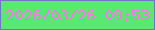 文字の大きさ：3、枠の色：7373c7、背景の色：59e871、文字の色：ff73f2 無料ブログパーツのブログ時計