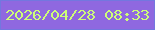 文字の大きさ：2、枠の色：7377df、背景の色：8f68e0、文字の色：cdfd78 無料ブログパーツのブログ時計