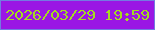 文字の大きさ：3、枠の色：737be1、背景の色：9a17e4、文字の色：a4db20 無料ブログパーツのブログ時計