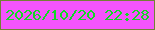文字の大きさ：2、枠の色：738135、背景の色：f454fc、文字の色：12d826 無料ブログパーツのブログ時計