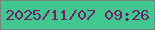文字の大きさ：3、枠の色：73847e、背景の色：43c791、文字の色：6f1f68 無料ブログパーツのブログ時計