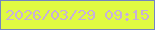 文字の大きさ：1、枠の色：7385c1、背景の色：e0fa42、文字の色：c8b0d9 無料ブログパーツのブログ時計