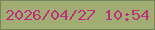 文字の大きさ：5、枠の色：73875a、背景の色：a1ad72、文字の色：bc327c 無料ブログパーツのブログ時計