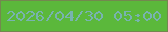 文字の大きさ：5、枠の色：73884f、背景の色：5bb83b、文字の色：78b3b0 無料ブログパーツのブログ時計