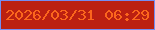 文字の大きさ：1、枠の色：738df2、背景の色：bb2011、文字の色：fb661d 無料ブログパーツのブログ時計