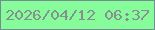 文字の大きさ：4、枠の色：738e90、背景の色：86fd9a、文字の色：859091 無料ブログパーツのブログ時計