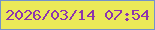 文字の大きさ：3、枠の色：7392cb、背景の色：ebe958、文字の色：8e35ad 無料ブログパーツのブログ時計