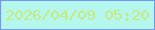 文字の大きさ：2、枠の色：7397f5、背景の色：b4f7ec、文字の色：c6e97f 無料ブログパーツのブログ時計