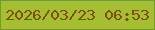 文字の大きさ：2、枠の色：739c27、背景の色：a6be34、文字の色：7c5010 無料ブログパーツのブログ時計