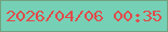 文字の大きさ：2、枠の色：73a17d、背景の色：75d0b6、文字の色：e14b4a 無料ブログパーツのブログ時計