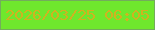文字の大きさ：5、枠の色：73ac5c、背景の色：6fe72d、文字の色：cfb320 無料ブログパーツのブログ時計