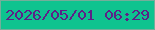文字の大きさ：4、枠の色：73ae9a、背景の色：0ec38f、文字の色：5e2287 無料ブログパーツのブログ時計