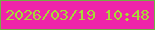 文字の大きさ：2、枠の色：73af45、背景の色：ef24aa、文字の色：a6da36 無料ブログパーツのブログ時計