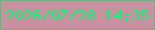 文字の大きさ：2、枠の色：73af81、背景の色：c890a1、文字の色：03fb70 無料ブログパーツのブログ時計