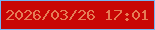 文字の大きさ：5、枠の色：73b5f3、背景の色：c80605、文字の色：e57b55 無料ブログパーツのブログ時計
