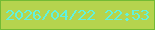 文字の大きさ：5、枠の色：73bb34、背景の色：b5d44e、文字の色：60f2e0 無料ブログパーツのブログ時計