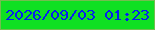 文字の大きさ：2、枠の色：73bd4f、背景の色：0fe022、文字の色：061fef 無料ブログパーツのブログ時計