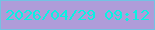 文字の大きさ：4、枠の色：73c2e3、背景の色：af9cd9、文字の色：0af2e2 無料ブログパーツのブログ時計