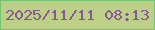 文字の大きさ：2、枠の色：73c371、背景の色：bcd088、文字の色：885893 無料ブログパーツのブログ時計
