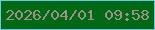 文字の大きさ：4、枠の色：73c6e3、背景の色：016815、文字の色：9b9288 無料ブログパーツのブログ時計