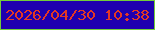文字の大きさ：5、枠の色：73ce39、背景の色：1f00af、文字の色：e43824 無料ブログパーツのブログ時計