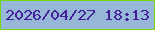 文字の大きさ：3、枠の色：73d610、背景の色：97b7d9、文字の色：43209a 無料ブログパーツのブログ時計