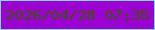 文字の大きさ：3、枠の色：73ddf1、背景の色：9e01d3、文字の色：375505 無料ブログパーツのブログ時計