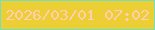 文字の大きさ：5、枠の色：73dec0、背景の色：ecce35、文字の色：ffcfb2 無料ブログパーツのブログ時計