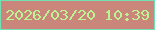 文字の大きさ：4、枠の色：73e0b3、背景の色：cb867b、文字の色：bbf491 無料ブログパーツのブログ時計