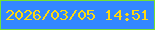 文字の大きさ：5、枠の色：73e231、背景の色：3387ff、文字の色：ffd90f 無料ブログパーツのブログ時計