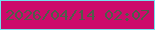 文字の大きさ：2、枠の色：73e2ef、背景の色：cc0a6b、文字の色：4f5d4a 無料ブログパーツのブログ時計