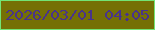 文字の大きさ：5、枠の色：73e475、背景の色：757005、文字の色：49338b 無料ブログパーツのブログ時計