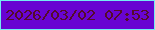 文字の大きさ：1、枠の色：73ecf2、背景の色：6804d2、文字の色：550b2b 無料ブログパーツのブログ時計