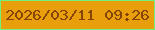 文字の大きさ：4、枠の色：73f17d、背景の色：e99e0b、文字の色：854508 無料ブログパーツのブログ時計