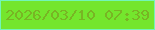 文字の大きさ：2、枠の色：73f5b8、背景の色：74e62d、文字の色：78b524 無料ブログパーツのブログ時計