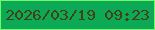 文字の大きさ：2、枠の色：73fa66、背景の色：0ca956、文字の色：444017 無料ブログパーツのブログ時計