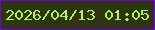 文字の大きさ：3、枠の色：7400e4、背景の色：2d3513、文字の色：abf558 無料ブログパーツのブログ時計