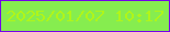 文字の大きさ：2、枠の色：7403e9、背景の色：86ed4f、文字の色：b0f519 無料ブログパーツのブログ時計