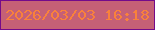 文字の大きさ：5、枠の色：740a8a、背景の色：c56076、文字の色：f9813b 無料ブログパーツのブログ時計