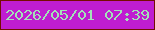 文字の大きさ：3、枠の色：740d02、背景の色：bf1dd1、文字の色：a3e1b8 無料ブログパーツのブログ時計