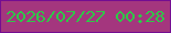 文字の大きさ：5、枠の色：740d92、背景の色：a4367e、文字の色：2fc748 無料ブログパーツのブログ時計