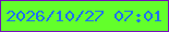 文字の大きさ：4、枠の色：740fbb、背景の色：63ff2b、文字の色：1e72ee 無料ブログパーツのブログ時計