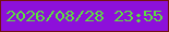 文字の大きさ：2、枠の色：741311、背景の色：8d10da、文字の色：5edd41 無料ブログパーツのブログ時計