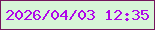 文字の大きさ：1、枠の色：74175d、背景の色：d7f6d8、文字の色：af07e9 無料ブログパーツのブログ時計