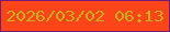 文字の大きさ：4、枠の色：741b78、背景の色：fe4419、文字の色：c6af1f 無料ブログパーツのブログ時計