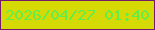 文字の大きさ：1、枠の色：741c6a、背景の色：d6da04、文字の色：63ed4a 無料ブログパーツのブログ時計