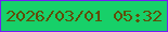 文字の大きさ：5、枠の色：741df3、背景の色：17d069、文字の色：604d06 無料ブログパーツのブログ時計