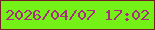 文字の大きさ：2、枠の色：741f28、背景の色：74f217、文字の色：a92c81 無料ブログパーツのブログ時計